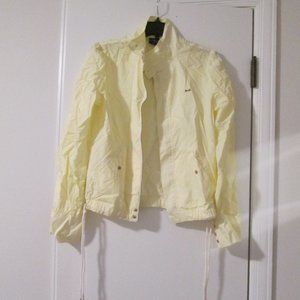 Retro Le Tigre Yellow & White Stripe Cotton Bomber WInd Breaker Jacket Coat ~ S